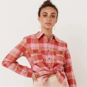 Spell Montague Flannel Shirt in Red Coral